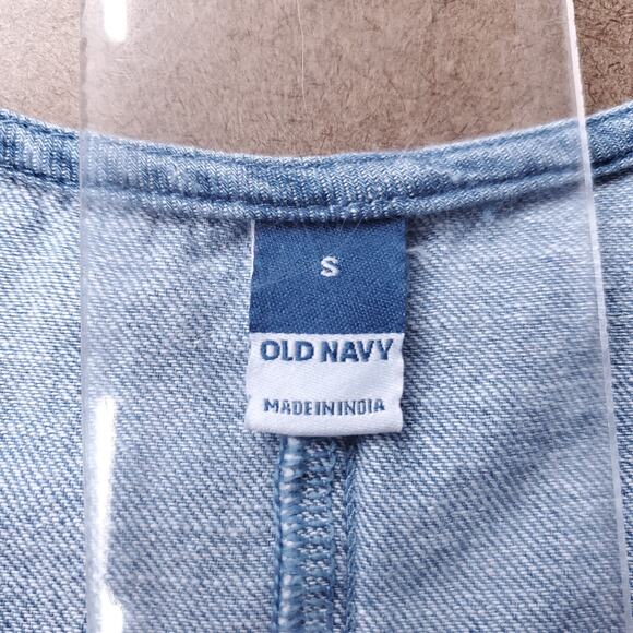 Old Navy Twist Front Midi Dress Womens S Denim Blue Puff Sleeve Cottage Boho - Picture 10 of 12